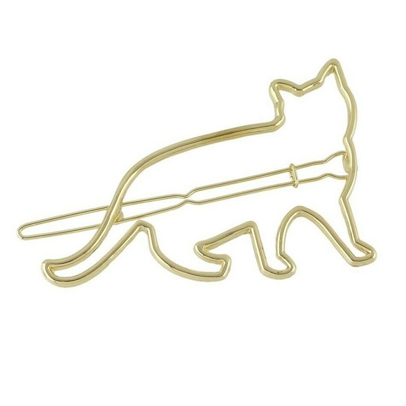 Cat Barrette Hair Clip or Scarf Clip Gold/Silver - Picture 4 of 4